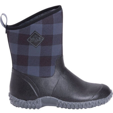 Muck Boots MUCKSTER II MID Ladies Womens Rubber Outdoor Boots Black/Grey Plaid
